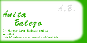 anita balczo business card